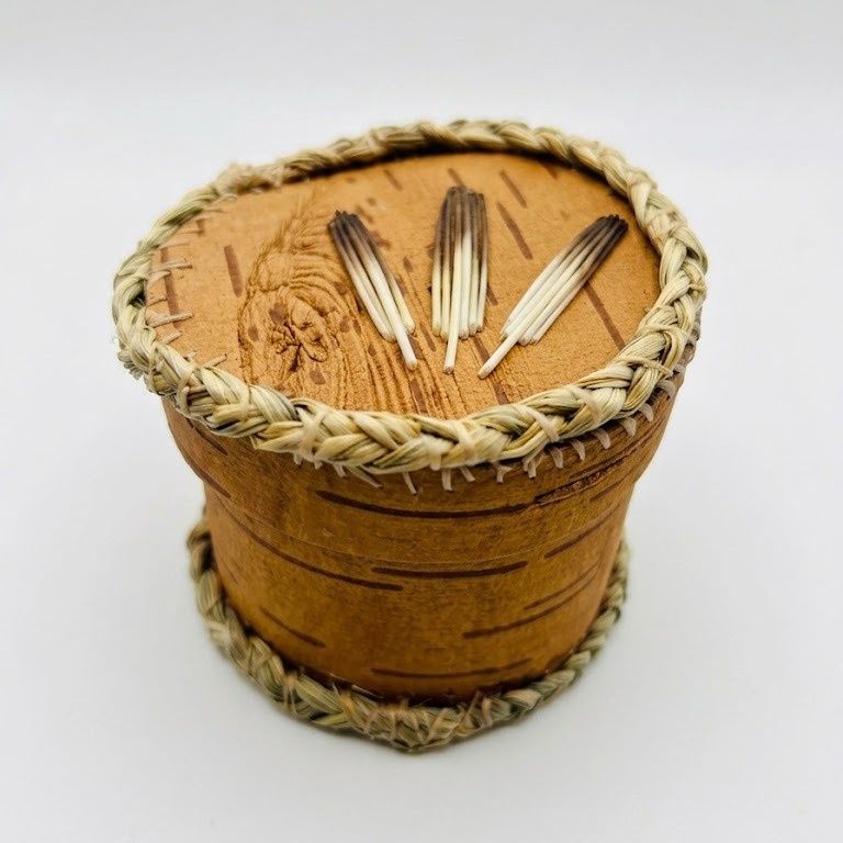 Birch Bark Basket with Quill Design