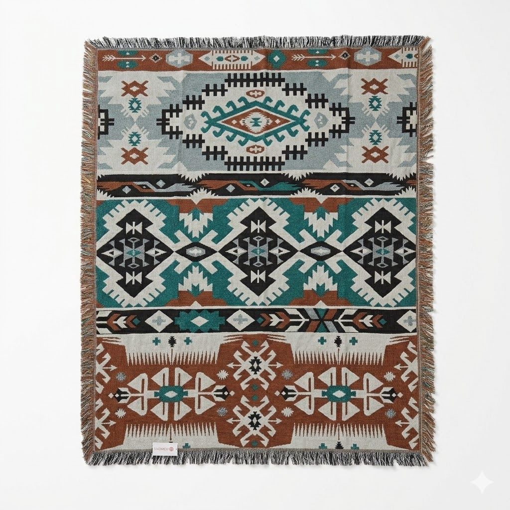 Assorted Knitted Throw Blanket, Design: Aztec