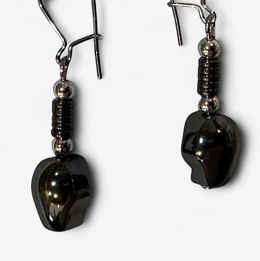 Hematite Earrings Skulls