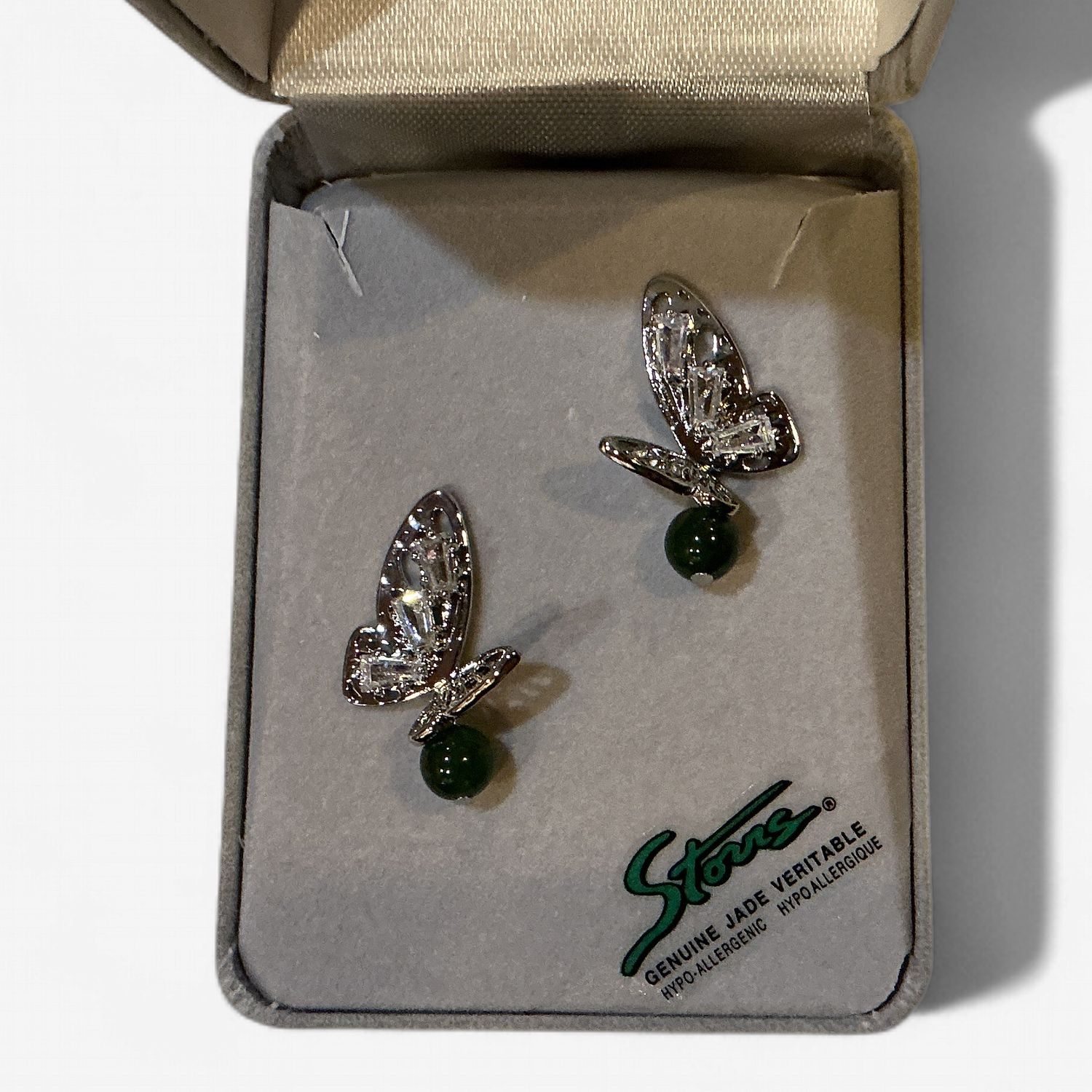 Jade Earrings Shimmering Butterfly