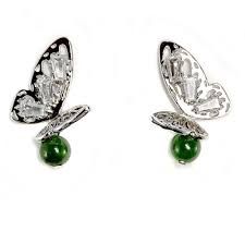 Jade Earrings Shimmering Butterfly
