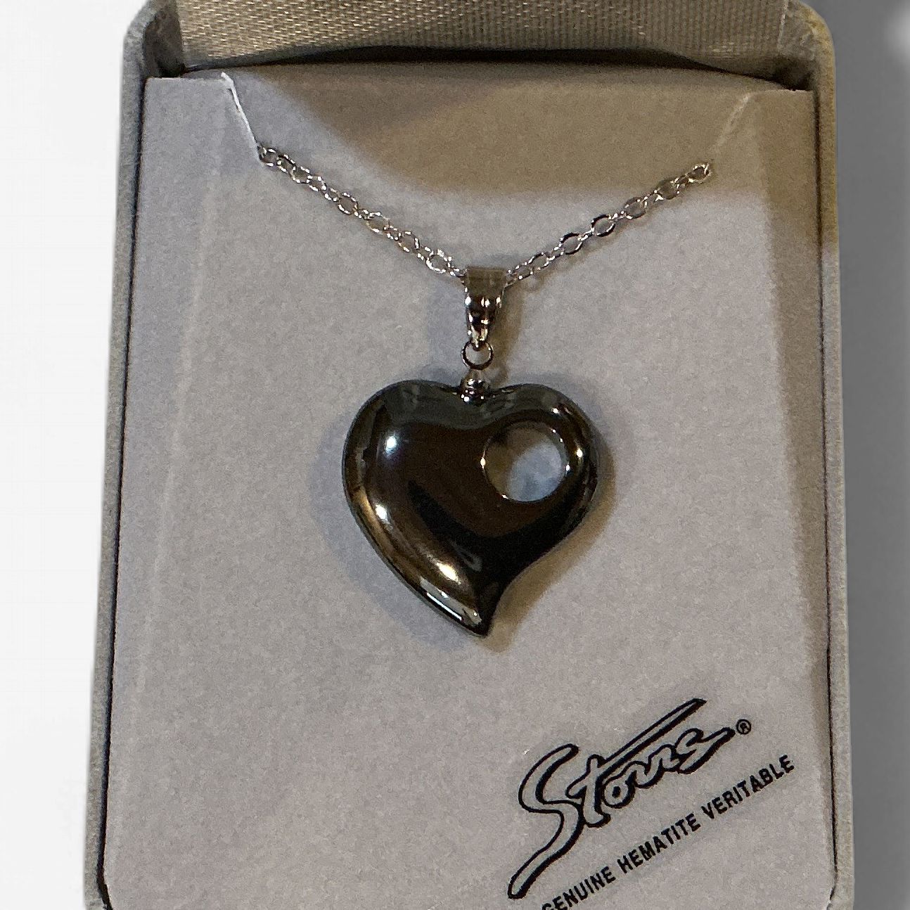 Hematite Necklace Floating Heart