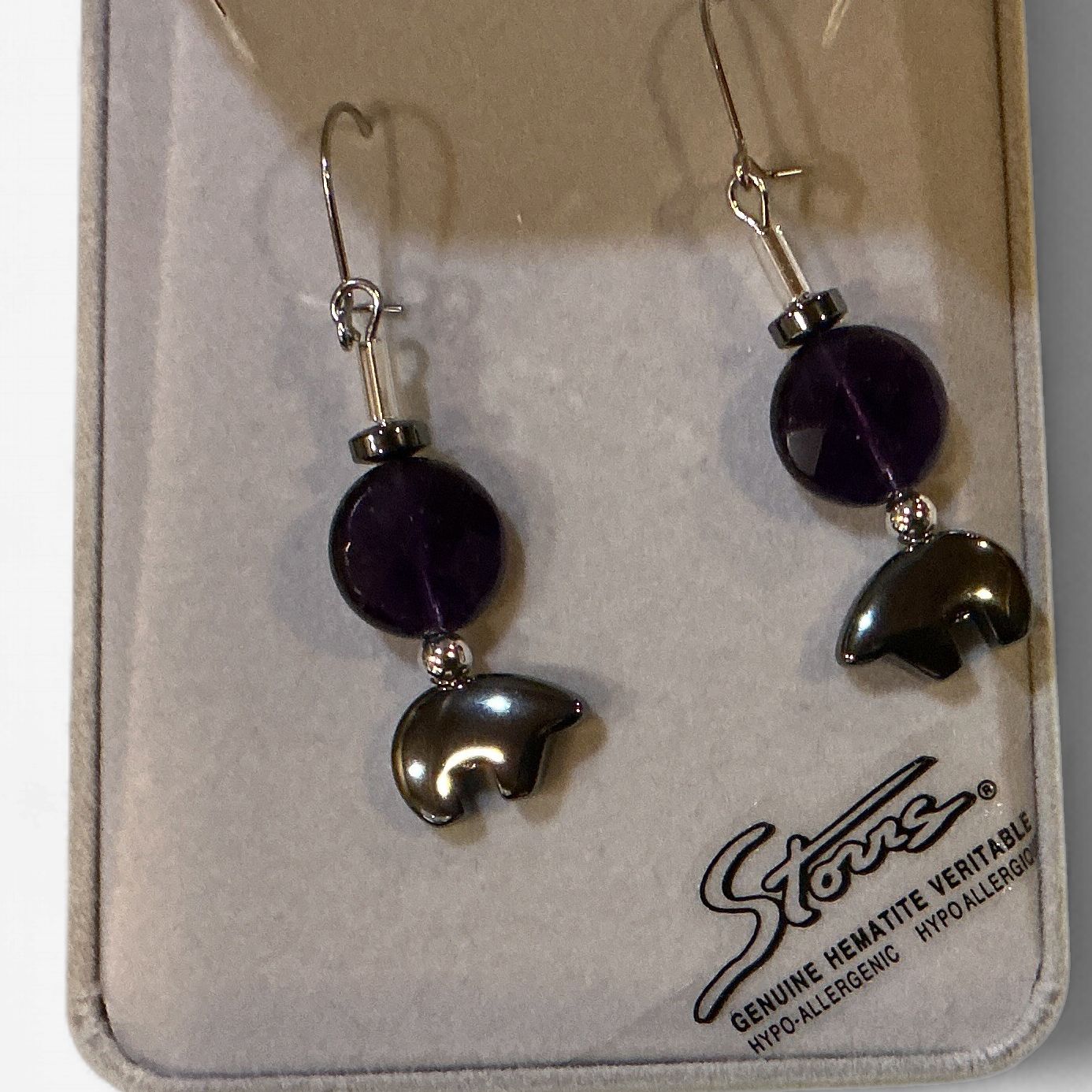 Hematite Earrings Twilight Bears