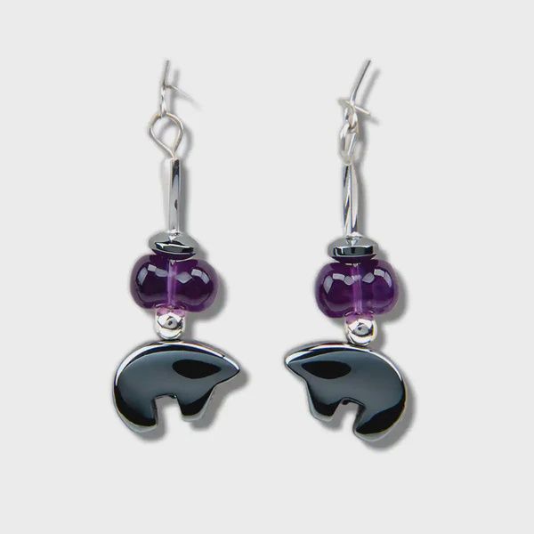 Hematite Earrings Twilight Bears