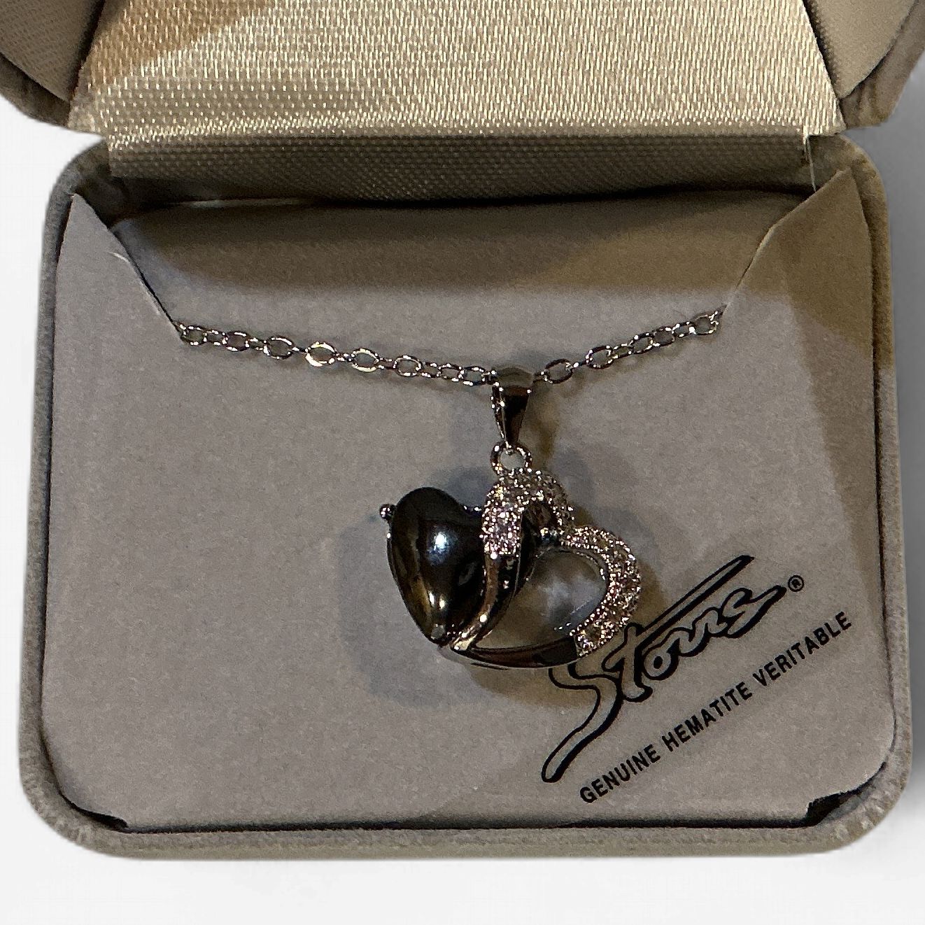 Hematite Necklace Two Hearts