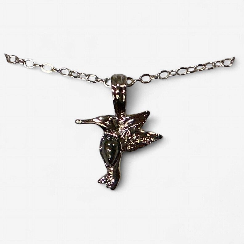 Hematite Necklace Dainty Hummingbird