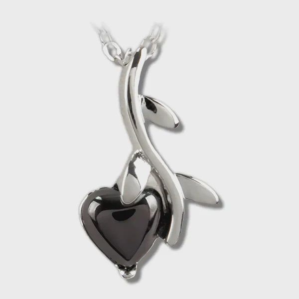 Hematite Necklace Heart Vine