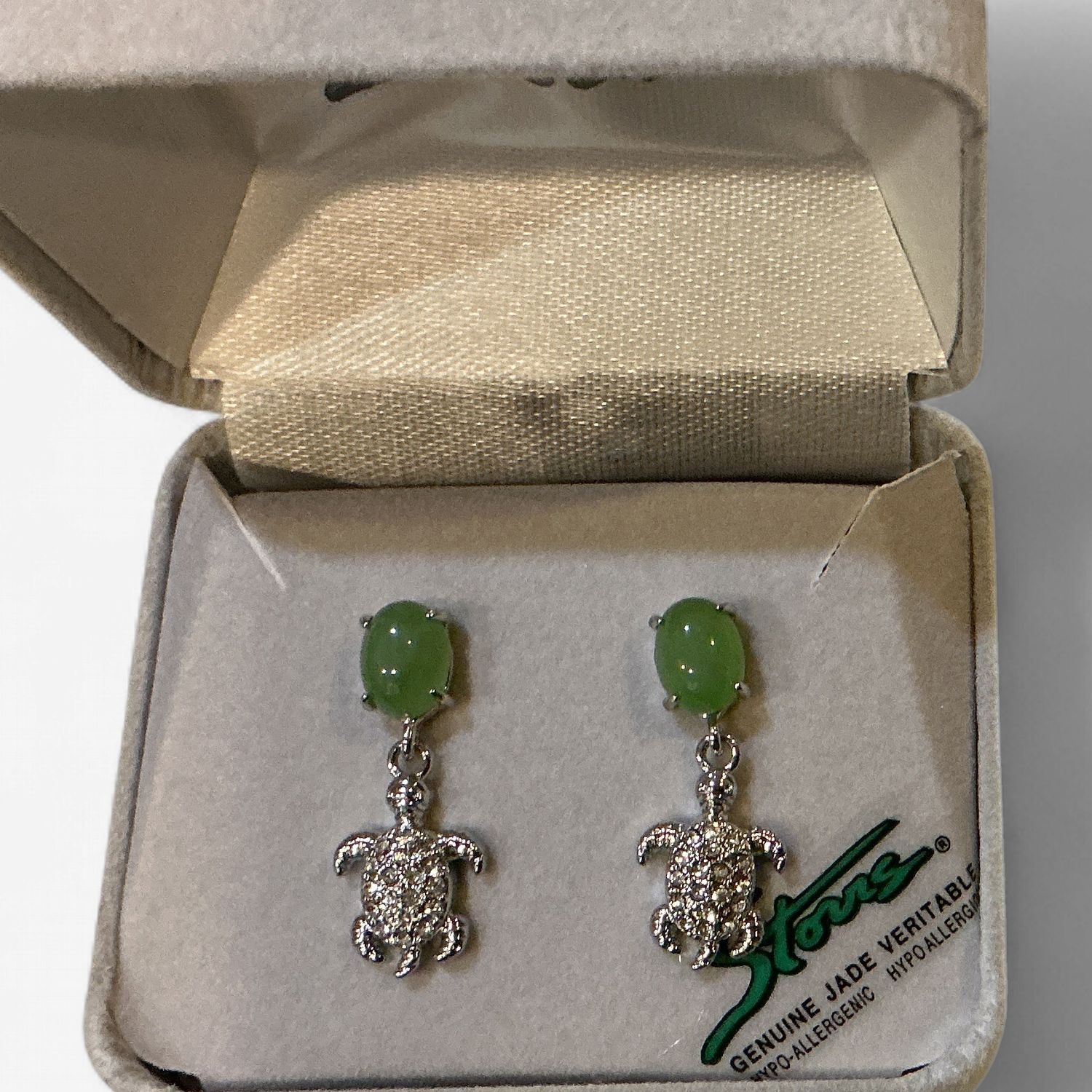 Jade Earrings Turtle Sparkle