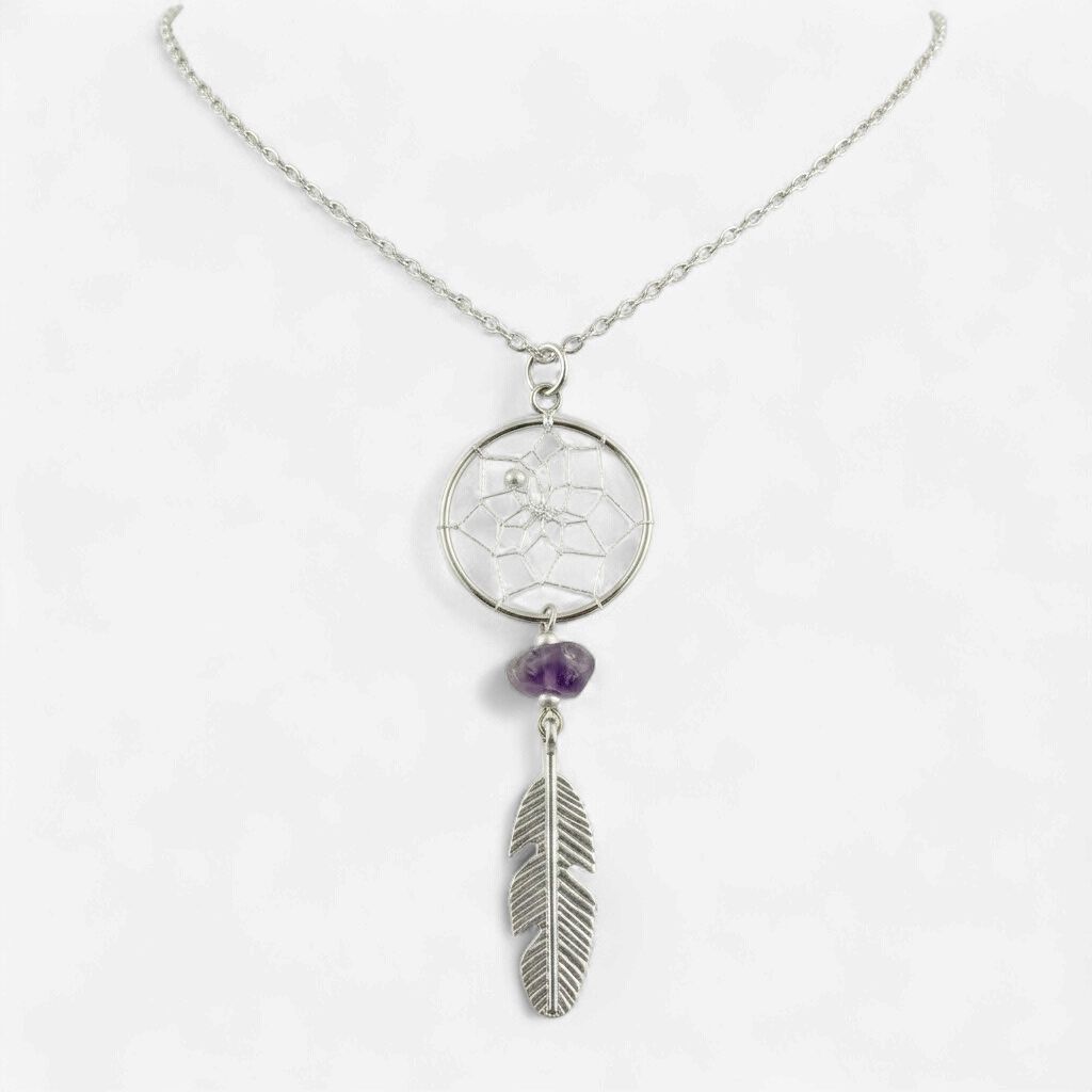 Sterling Silver Dreamcatcher Necklace Amethyst