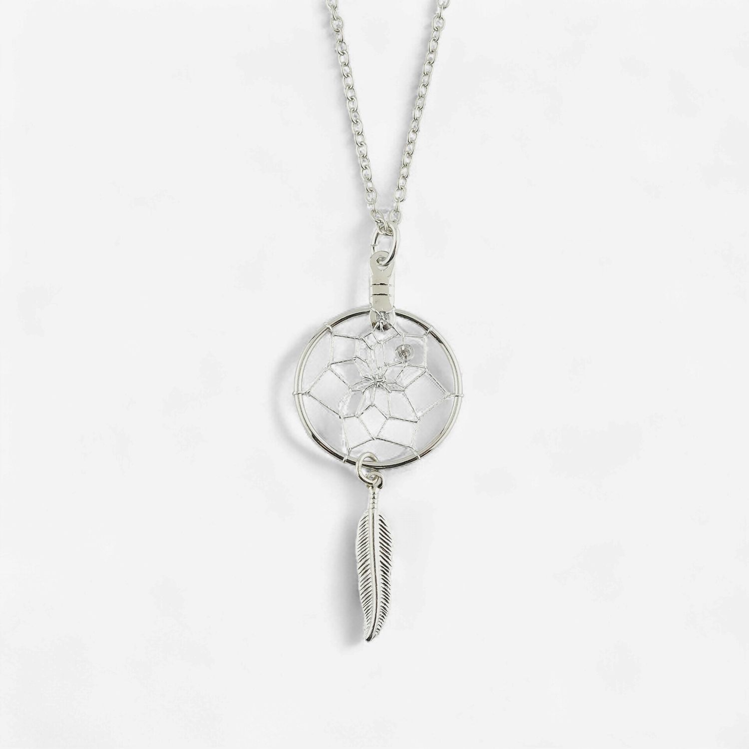 Sterling Silver Dreamcatcher Feather Necklace