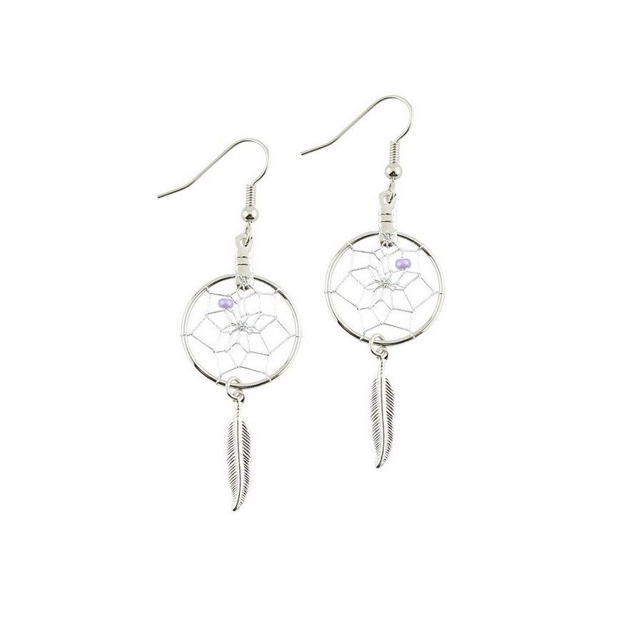 Sterling Silver Dreamcatcher Feather Earring