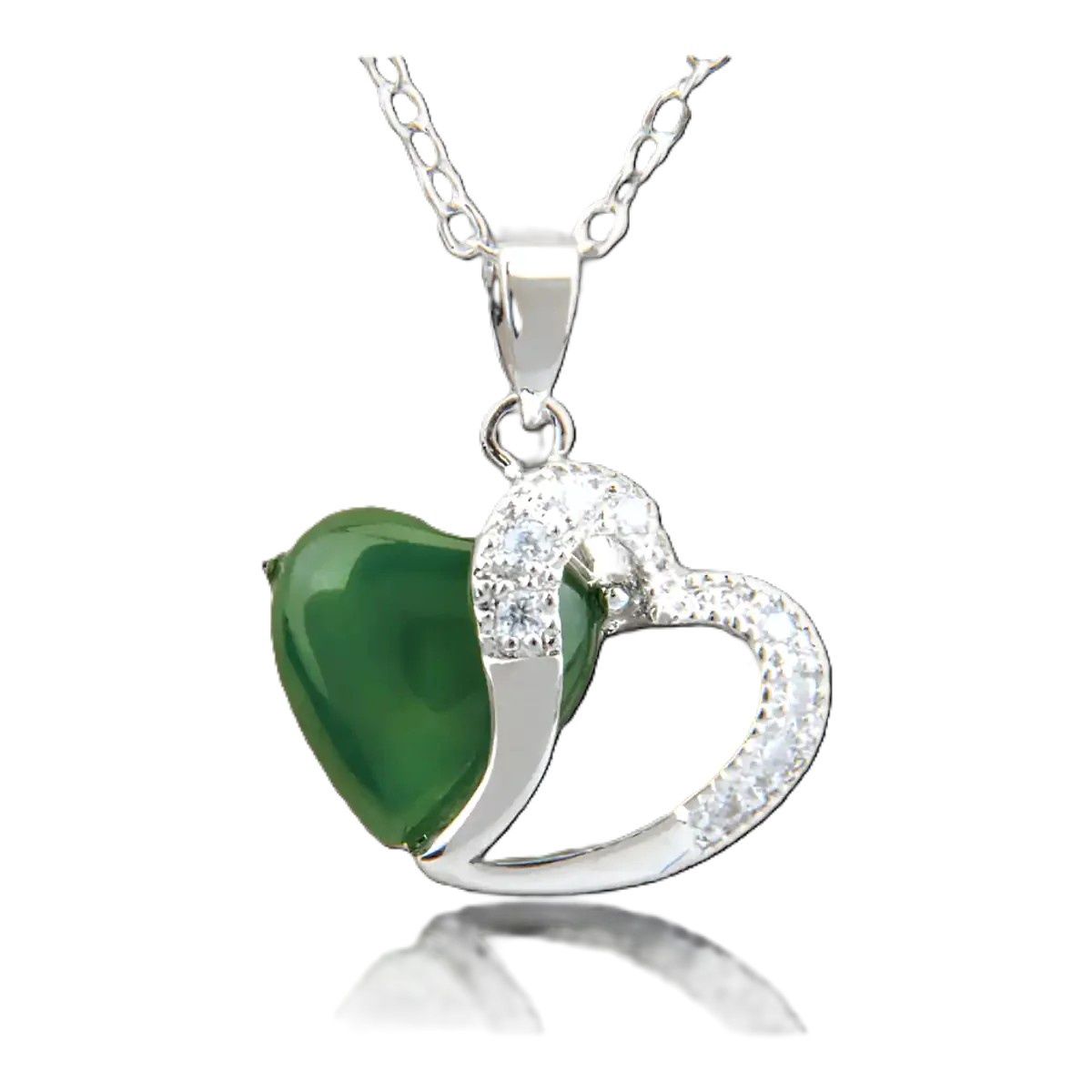 Jade Necklace Two Hearts