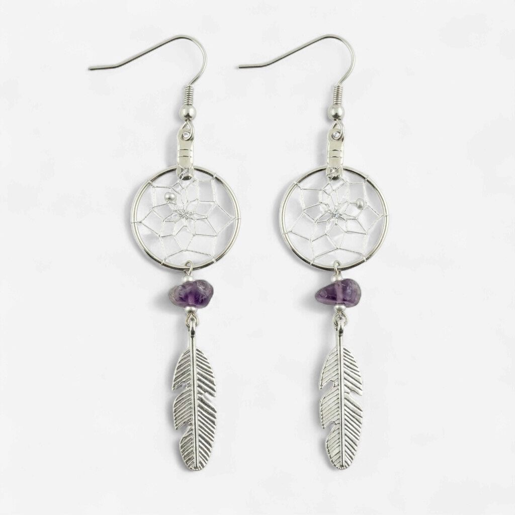 Sterling Silver Dreamcatcher Earring Amethyst