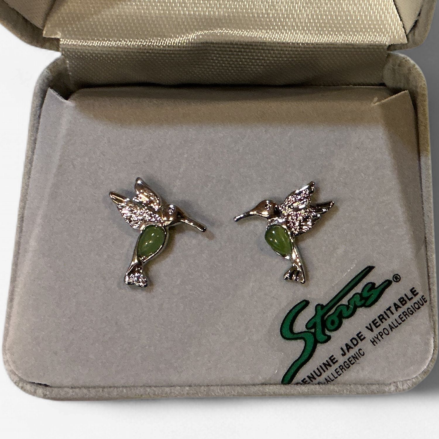 Jade Earrings Dainty Hum Bird