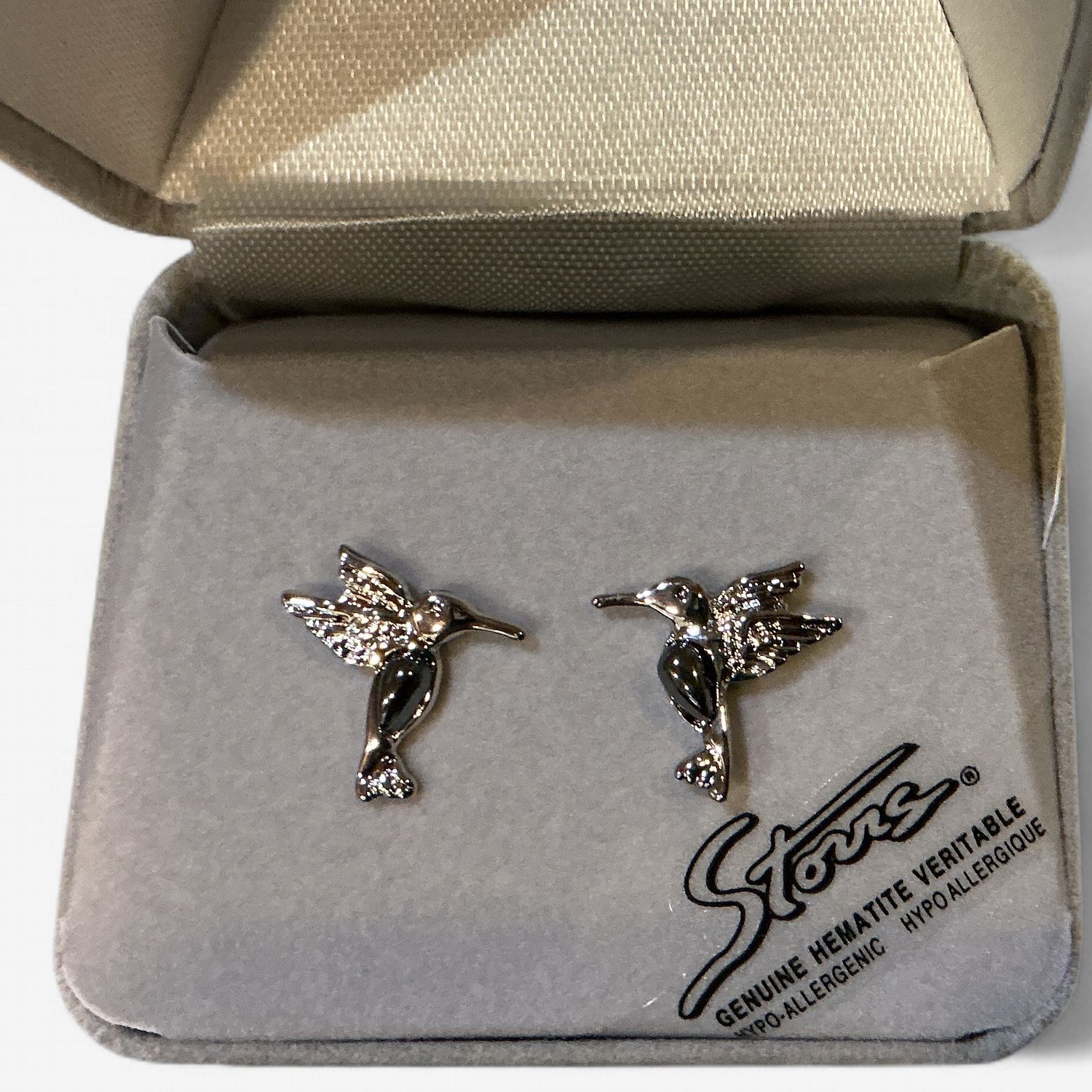 Hematite Earrings Danity Hummingbird