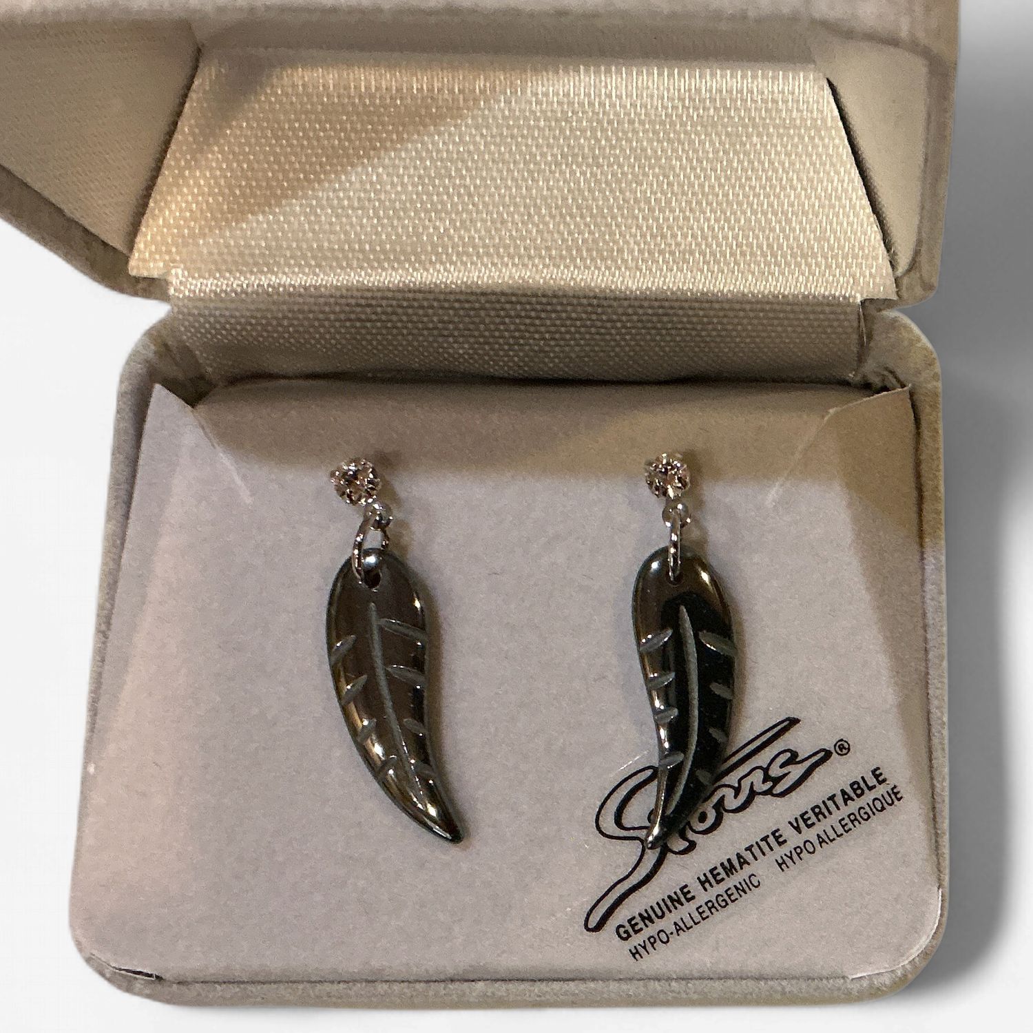 Hematite Hand Carved Feather