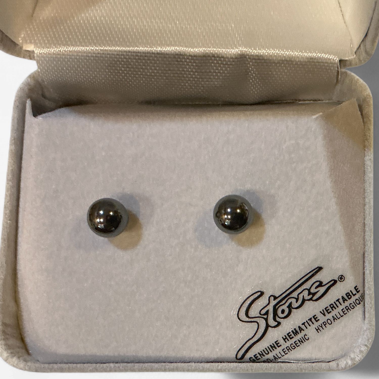 Hematite Earrings Ball 6mm