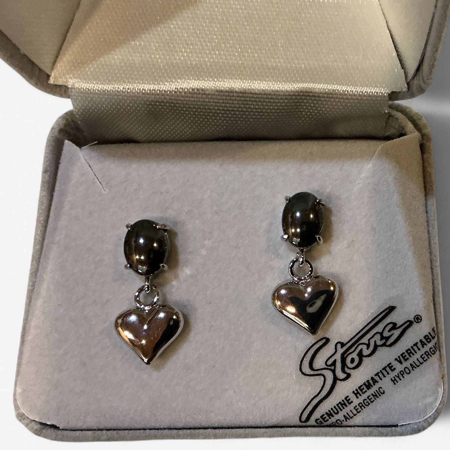 Hematite Earrings Heart Locket
