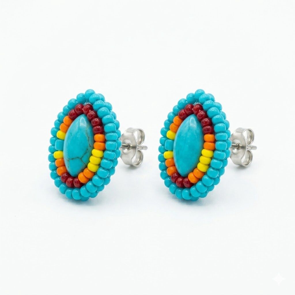 Small Turquoise Beaded Studs