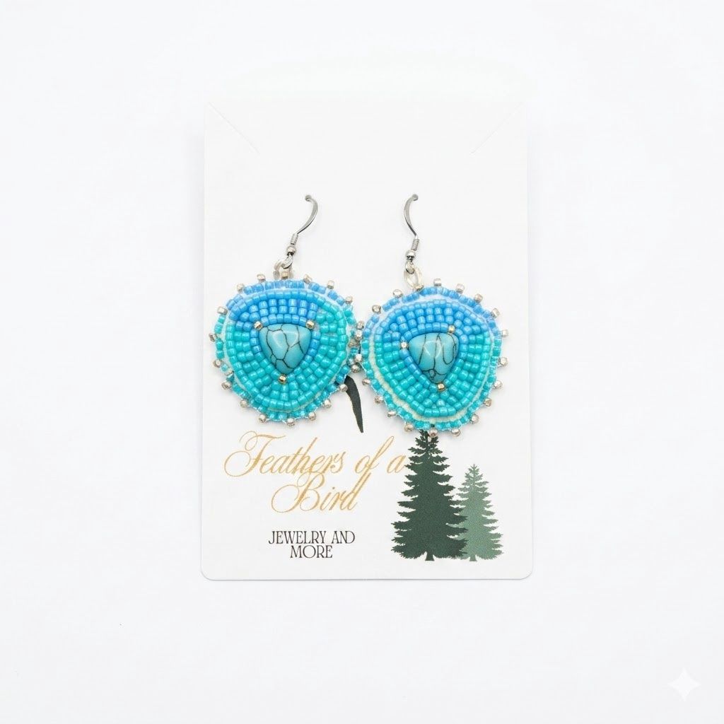 Turquoise Triangular Beaded Earring
