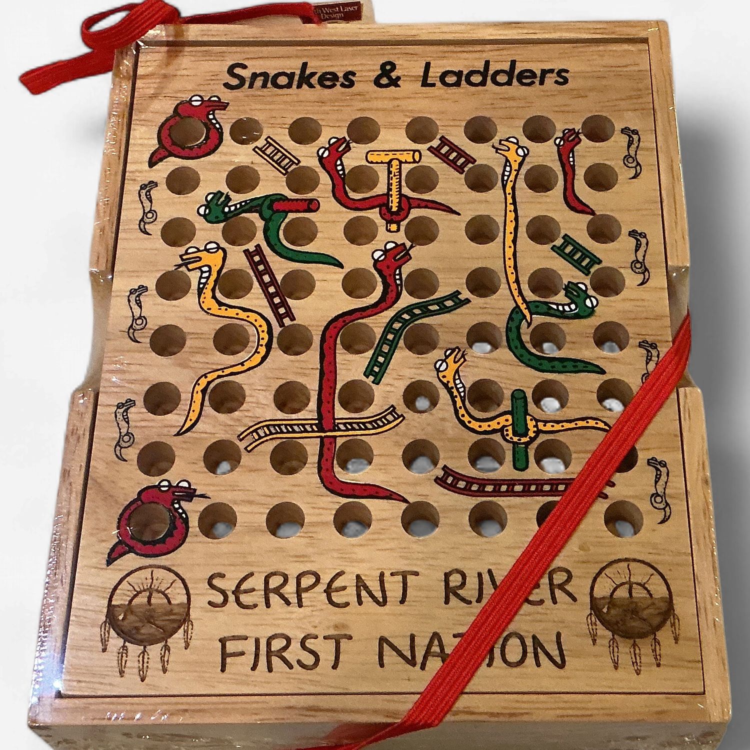 Wooden Snakes and Ladders Board Game