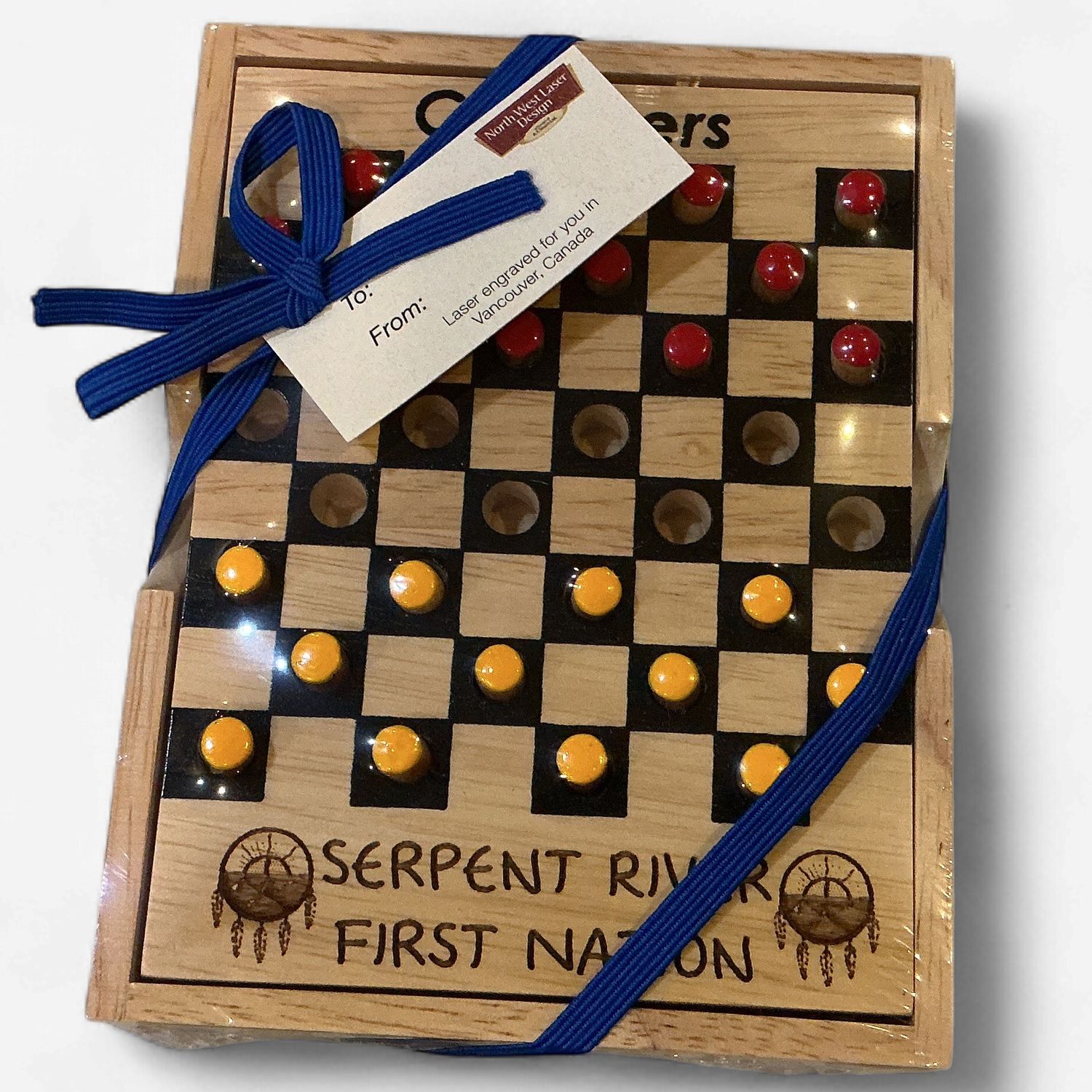 Wooden Checkers Game
