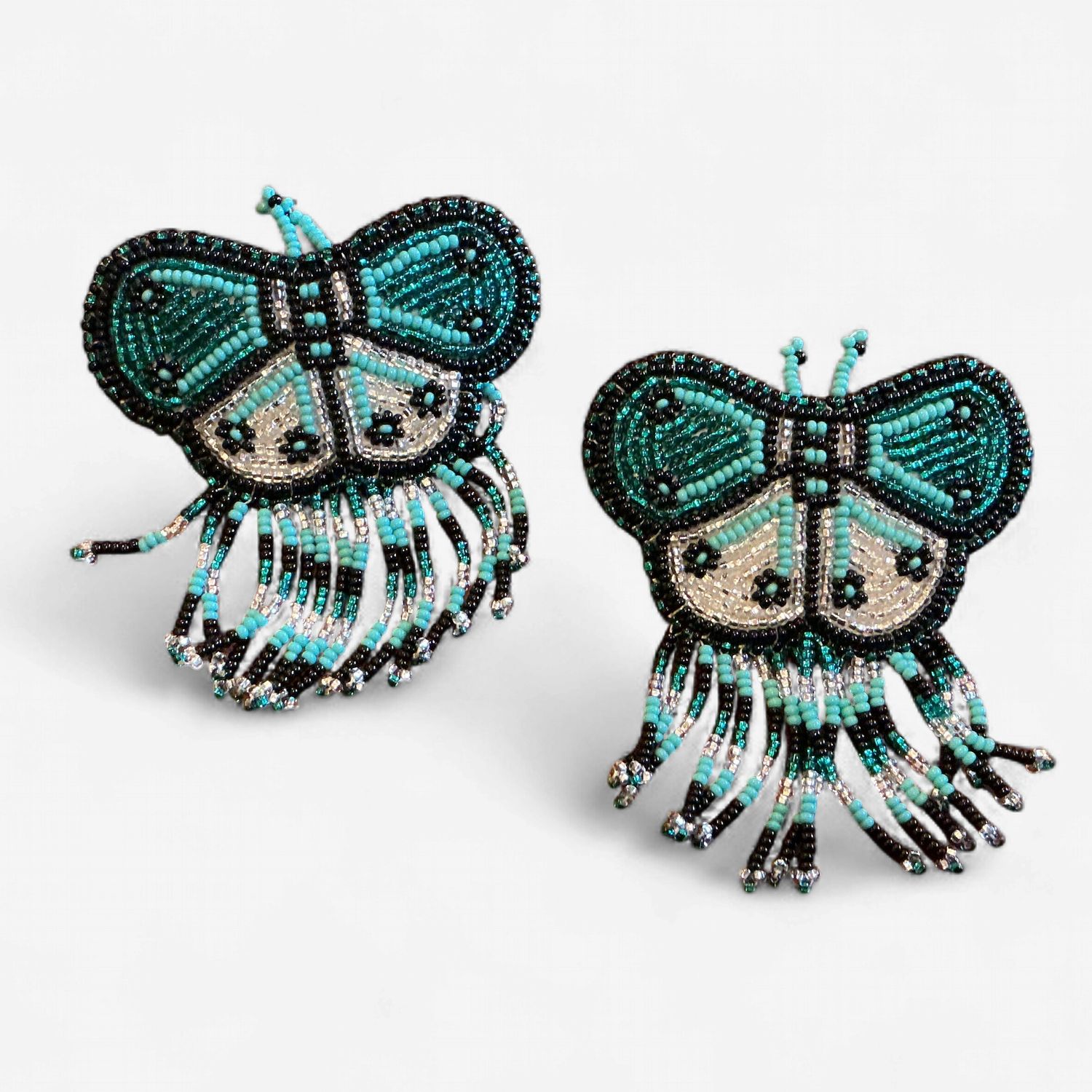 Beaded Small Butterfly Barrette, Variant: Teal