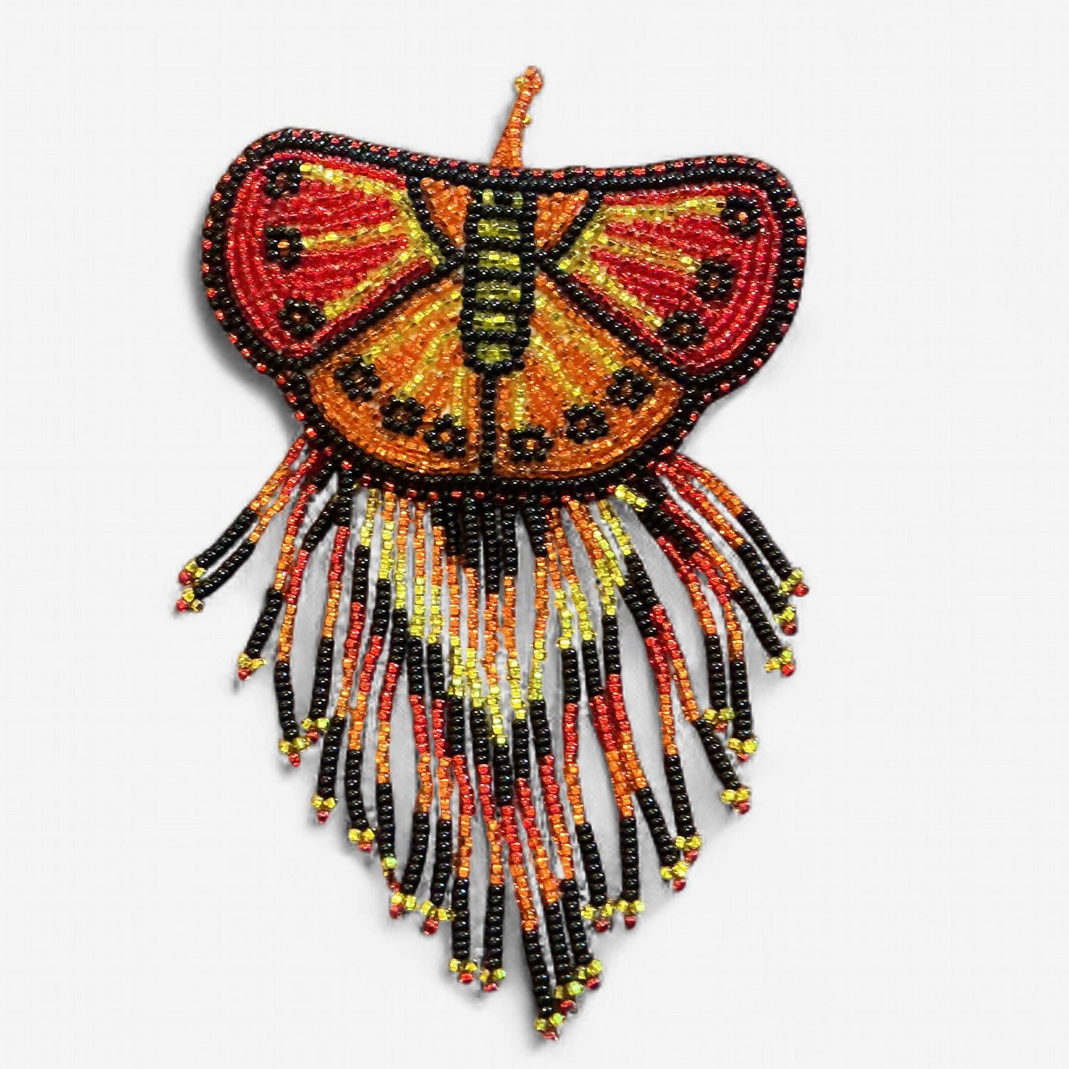 Beaded Butterfly Fringe Barrette, Variant: Reds