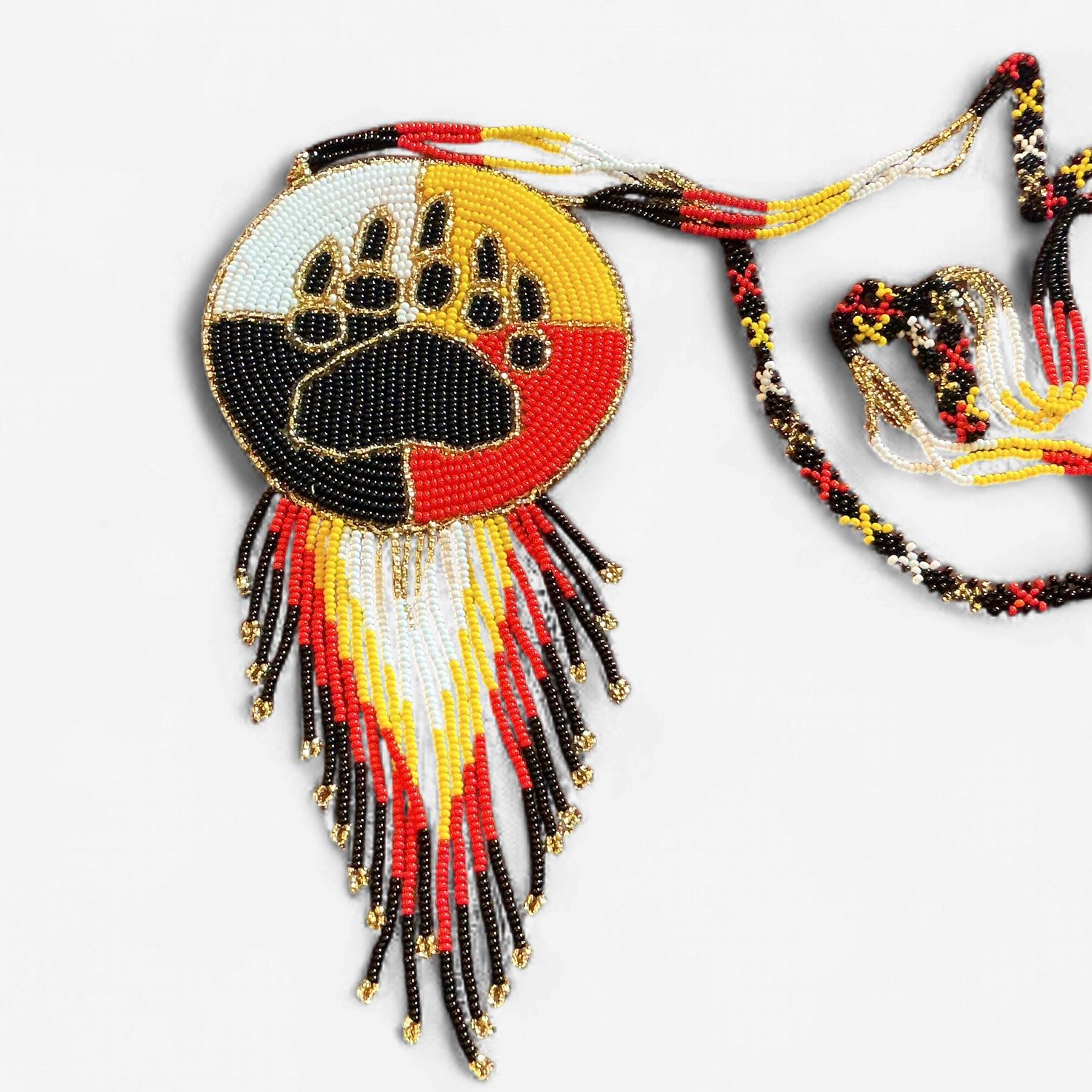 Medium Medallion Necklace, Design: Medicine Wheel Bear Paw