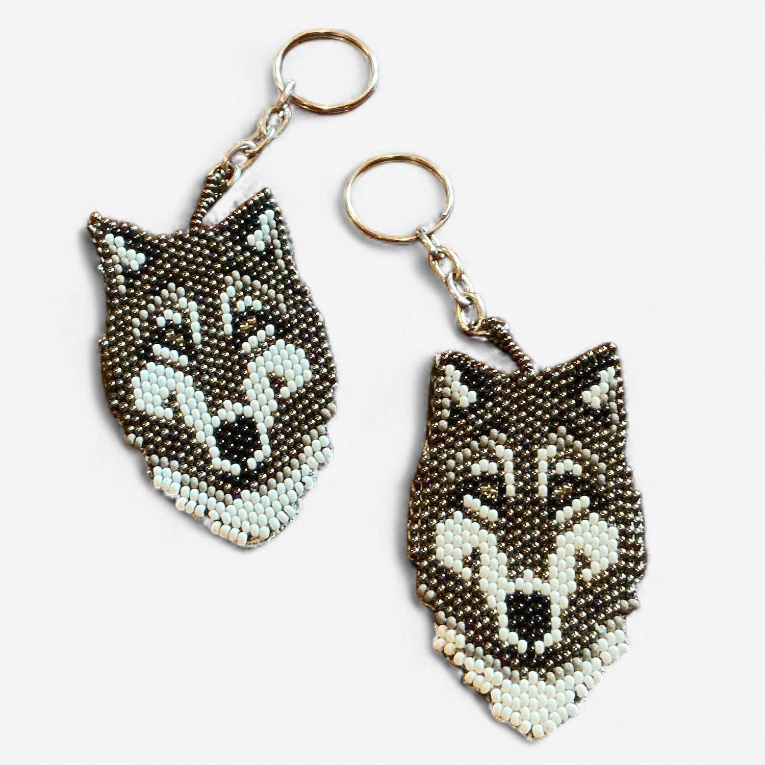 Beaded Wolf Keychain