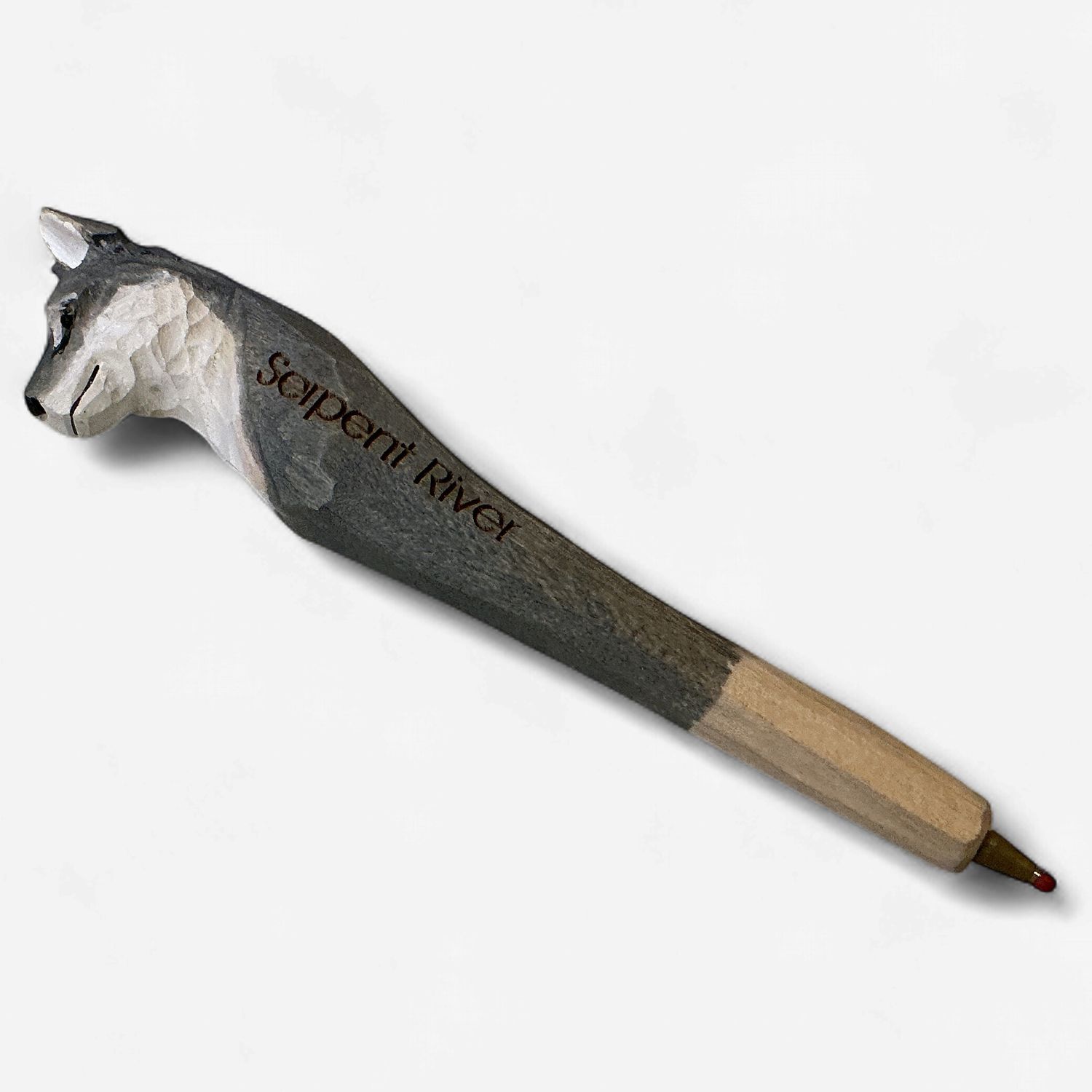 Assorted Wooden Carved Pens, Variant: Wolf