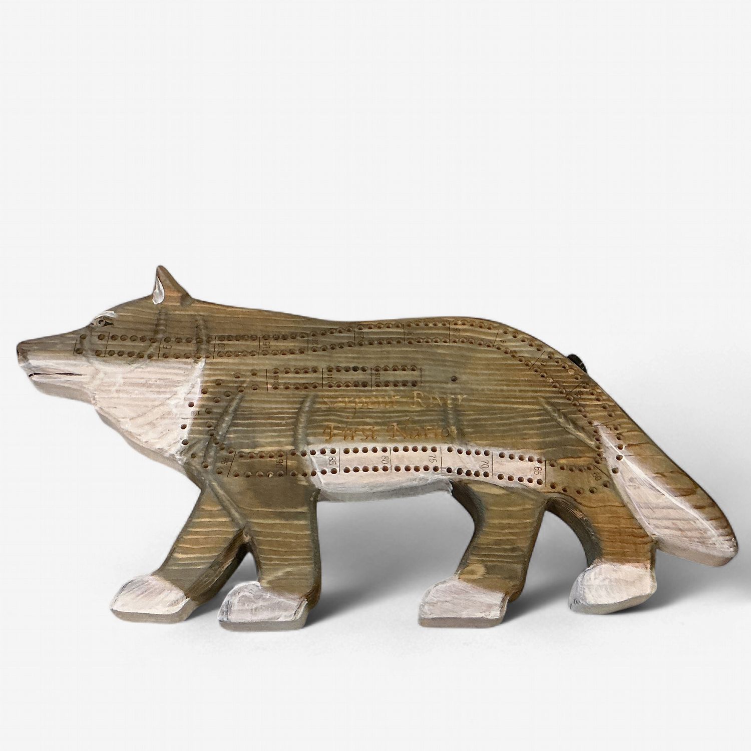 Assorted Wooden Carved Cribbage Boards, Variant: Wolf