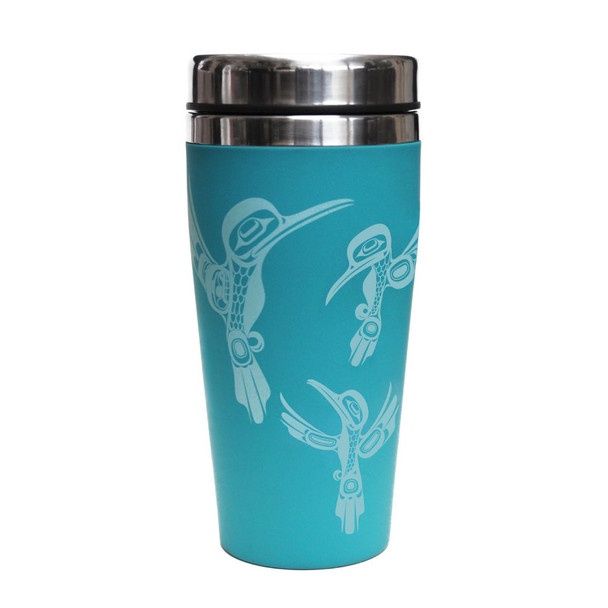 Assorted Travel Mugs, Design: Hummingbird- Ernest Swanson