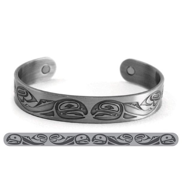 Assorted Brushed Silver Bracelet, Design: Salmon- Paul Windsor