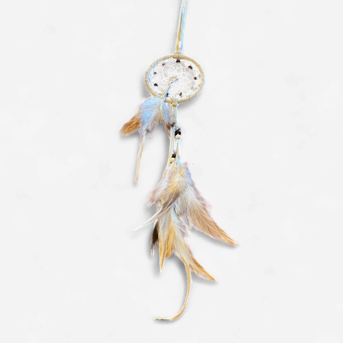 2.5" Dreamcatcher Assorted Beads, Leather: White Edge