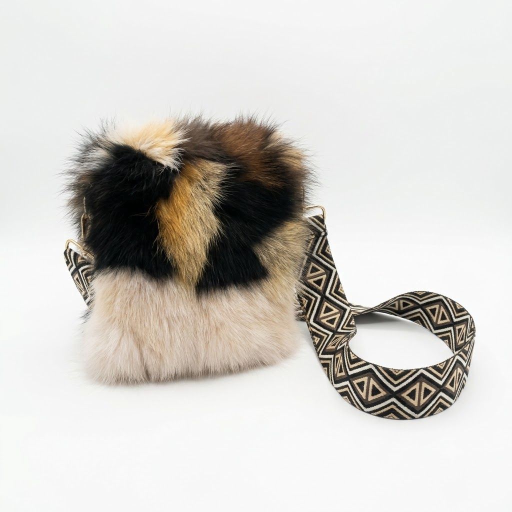 Fox Fur Multicoloured Cell Purse Bolto Strap O/C