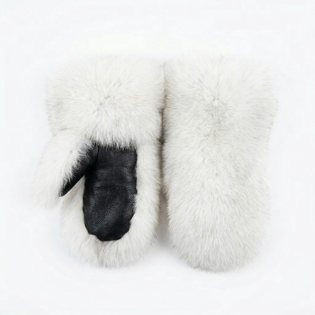 Blue Fox Fur Ladies Mitts O/C