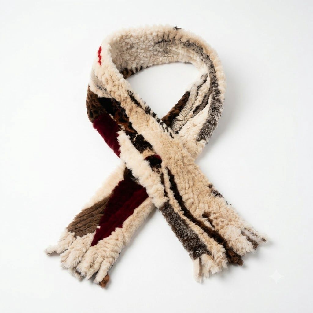 Sheared Beaver Fur Multicolour Scarf O/C