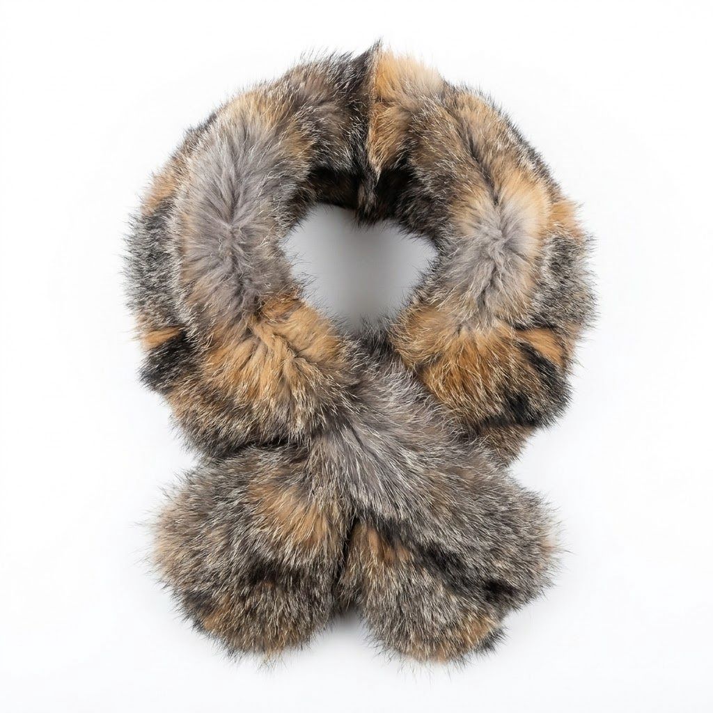 American Grey Fox Fur Infinity Scarf O/C