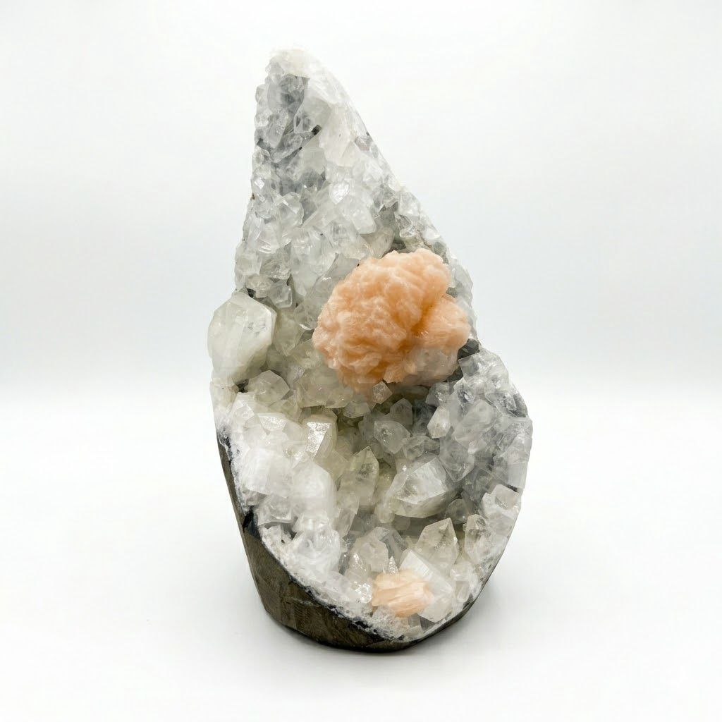 Quartz Geode with Stilbite Cluster