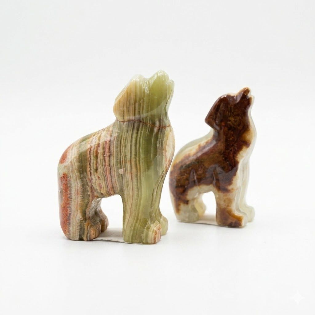 Carved Crystal Wolves