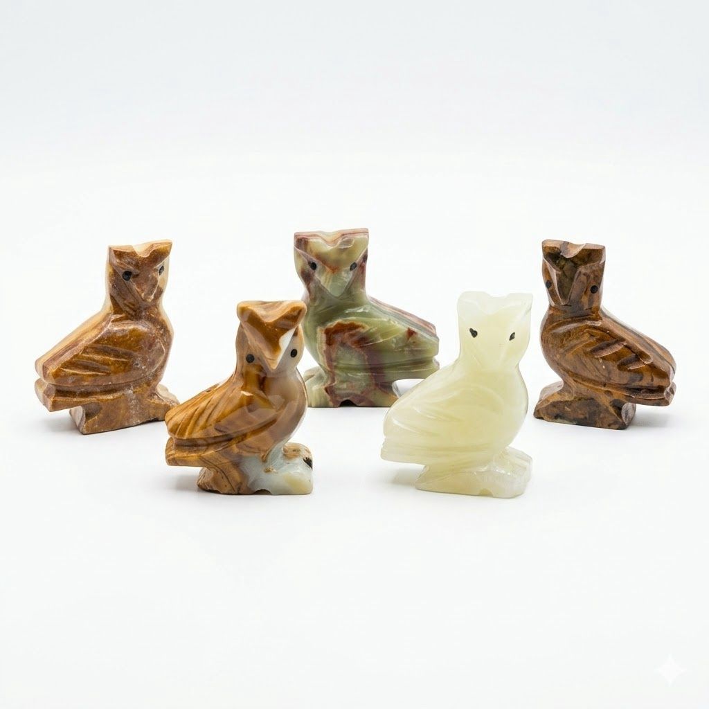 Carved Crystal Owls