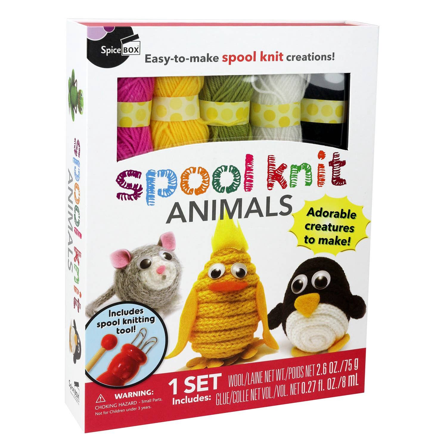 Make &amp; Play Spool Knit Animals Project Book &amp; Craft Set