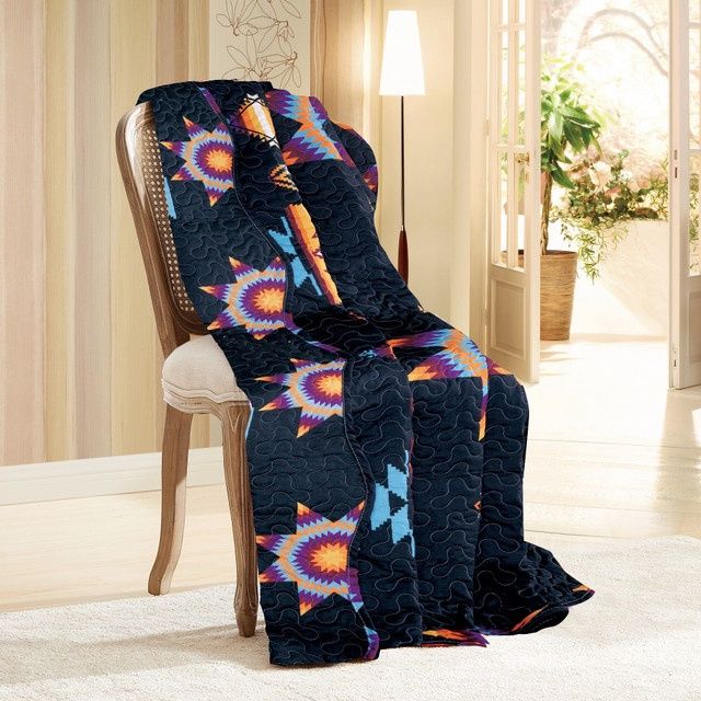 Quilt Throw 50x60" Starburst, Design: Black