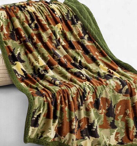 Sherpa Throw 50X60 Deepwoods Camo Squatch