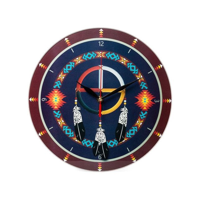 Wall Clock 12" Medicine Wheel, Design: Navy