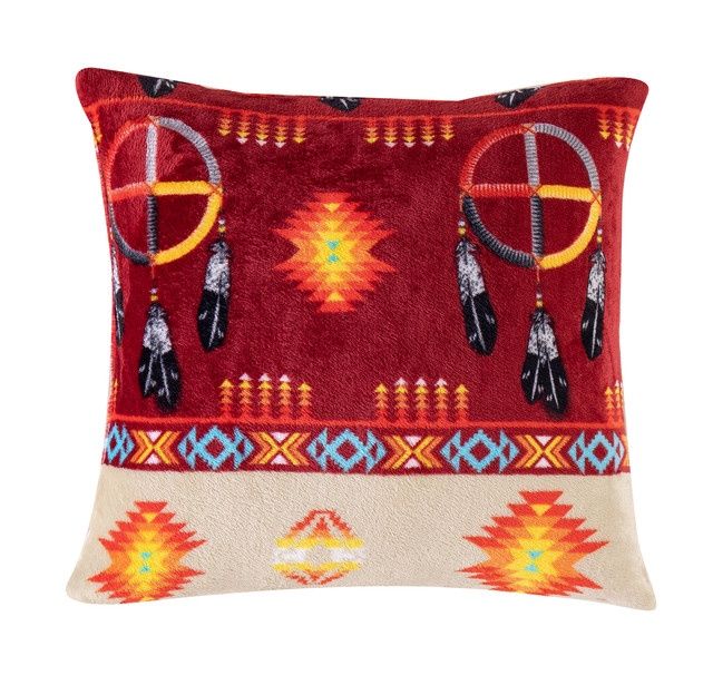 Cushion 18" Assorted Medicine Wheel, Colour: Red