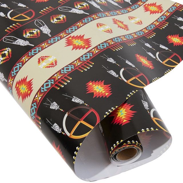 Wrapping Paper 30"X14' Medicine Wheel Collection, Colour: Black