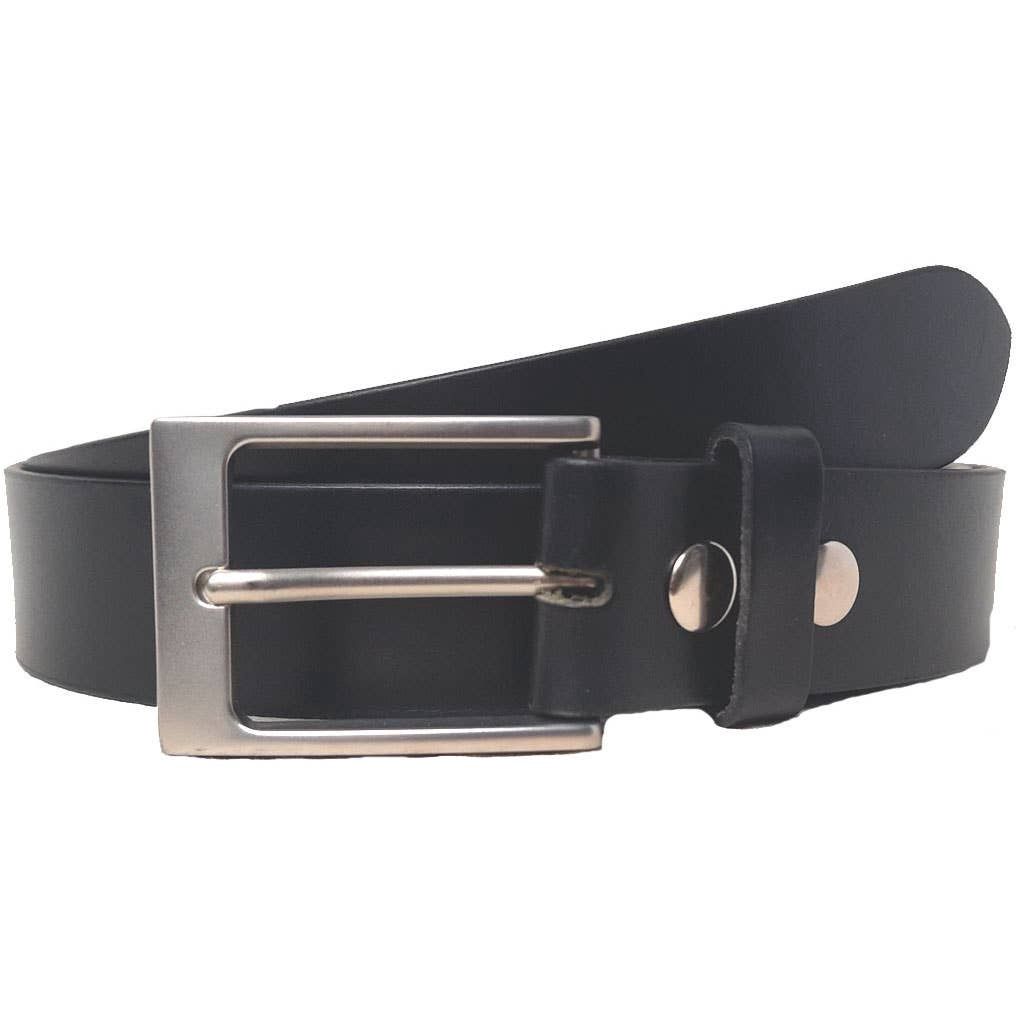 Genuine Leather Belt Plain Black &amp; Brown, Color: Black, Size: 30