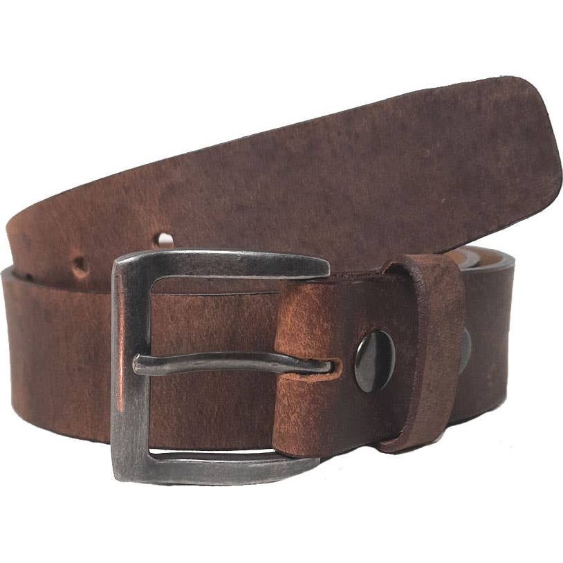 Genuine Leather Distressed Brown Belt, Color: Brown, Size: 32
